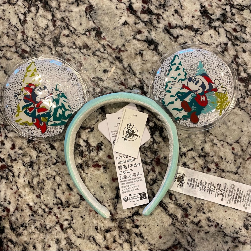 Mickey Mouse Christmas Ears Headband - White and Blue